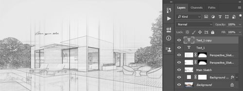 آموزش ایجاد افکت اسکچ معماری در فتوشاپ